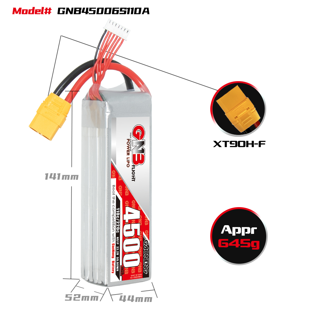 GAONENG GNB 6S 22.2V 4500mAh 110C LiPo Battery XT90