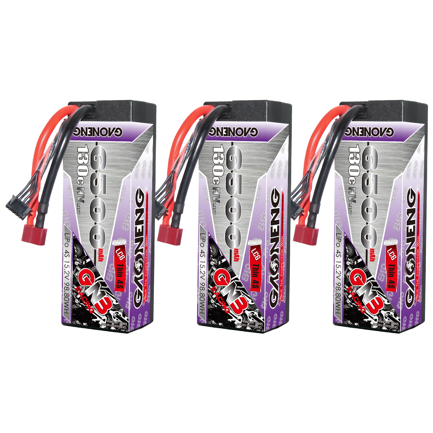 GAONENG GNB LiHV 4S 15.2V 6500mAh 130C LCG Cabled Hard Case LiPo Battery T-PLUG