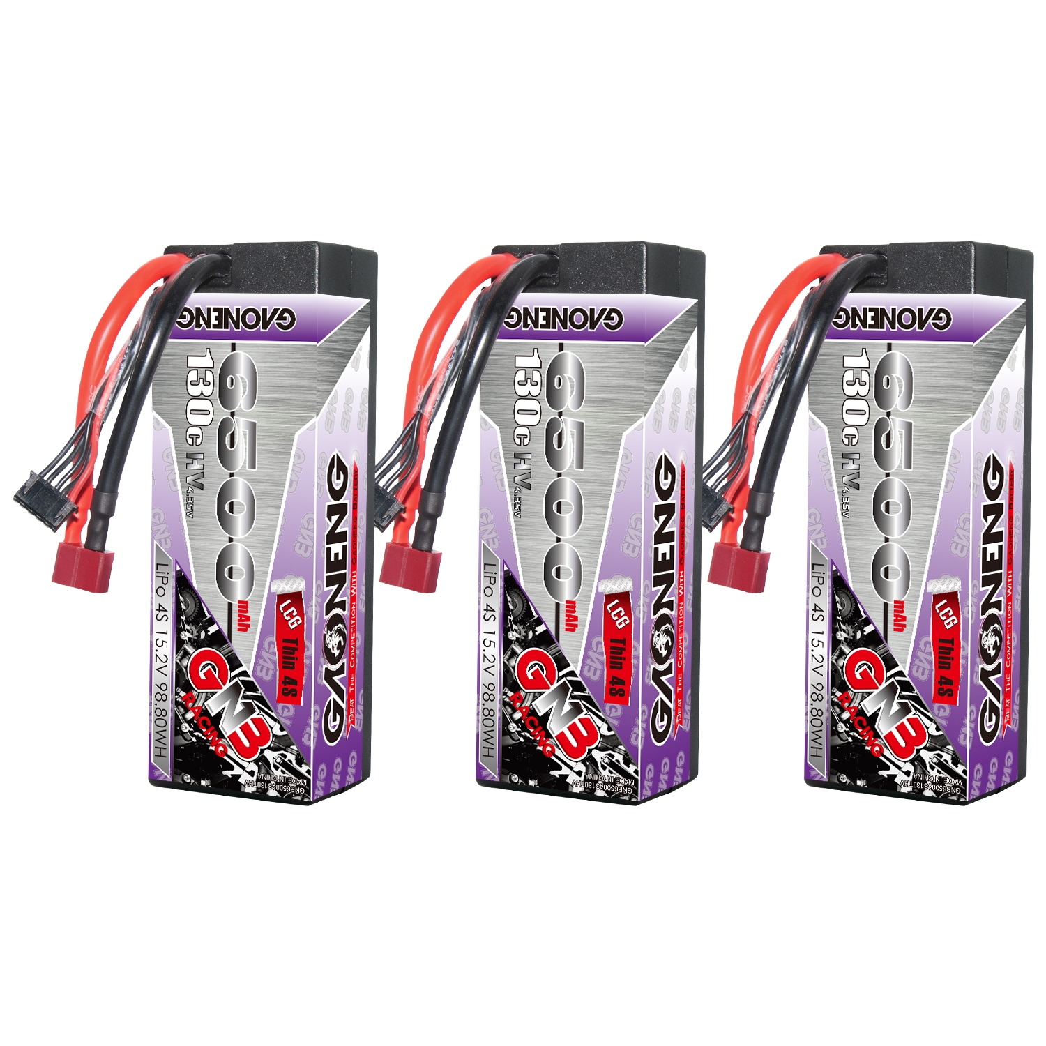 GAONENG GNB LiHV 4S 15.2V 6500mAh 130C LCG Cabled Hard Case LiPo Battery T-PLUG