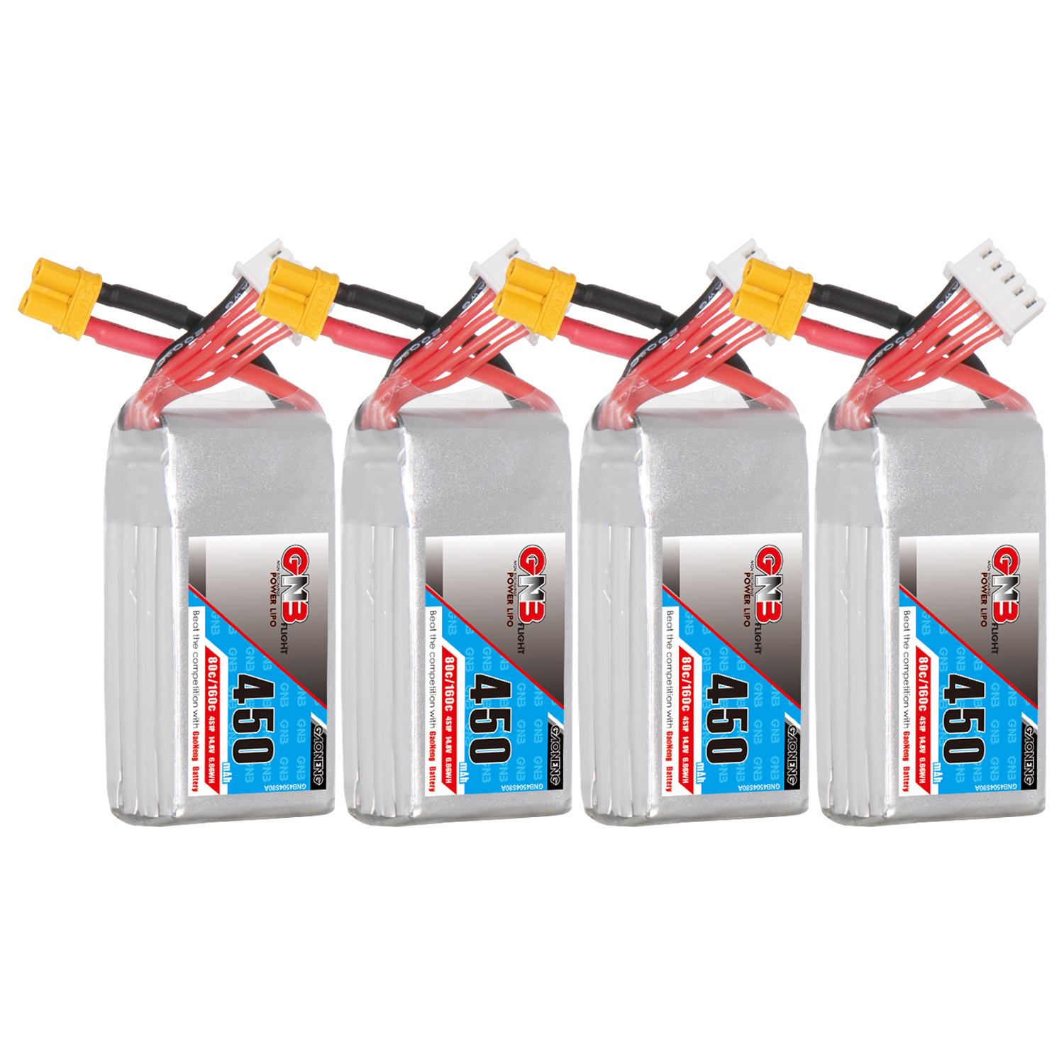 GAONENG GNB 4S 14.8V 450mAh 80C XT30 LiPo Battery Square Type
