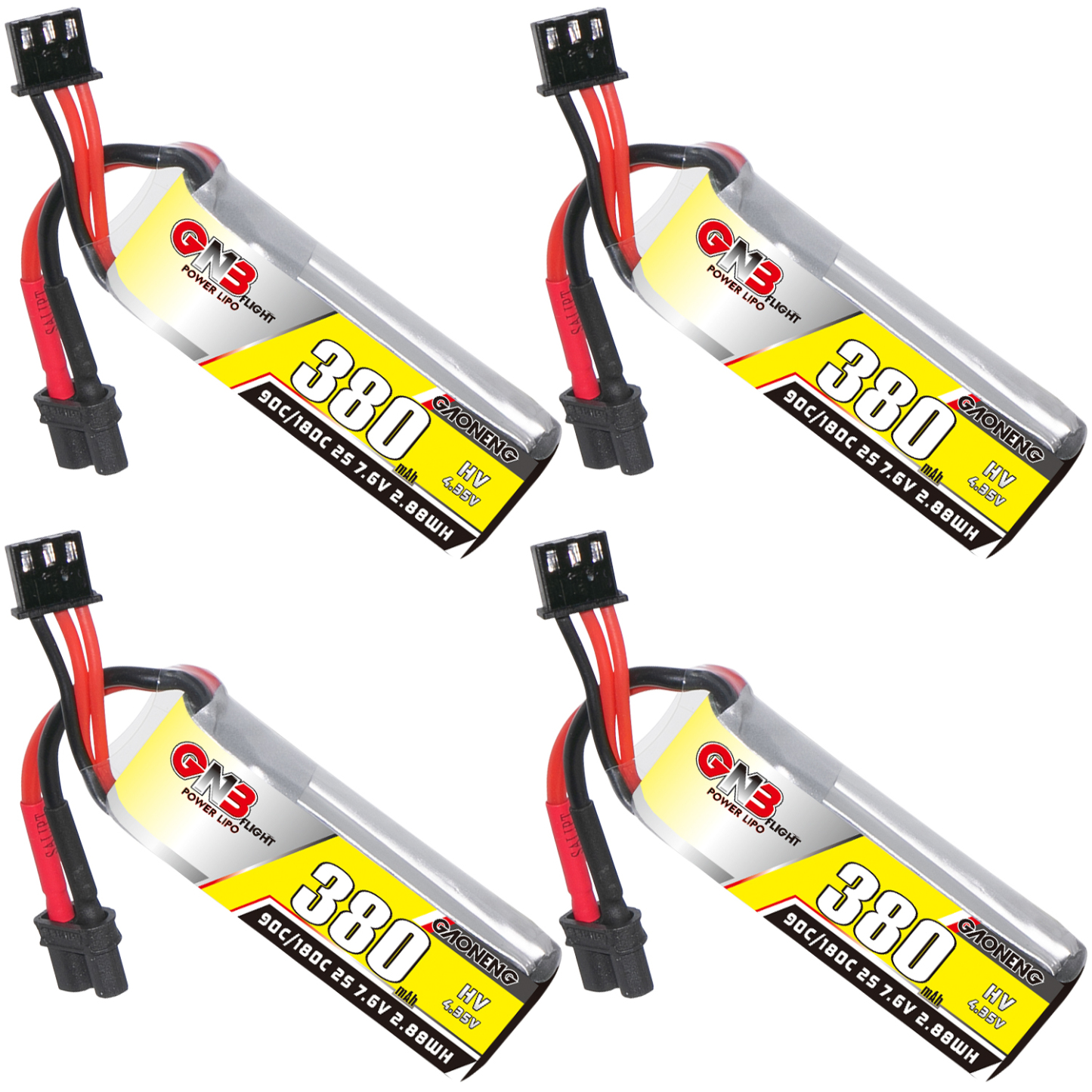 GAONENG GNB LiHV 2S 7.6V 380mAh 90C XT30 LiPo Battery Quads
