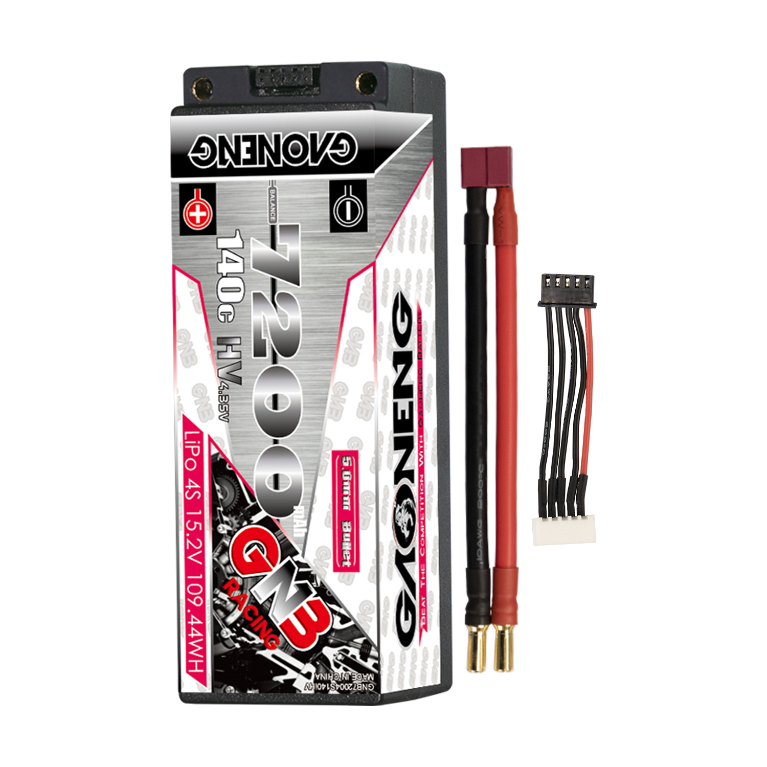 1PCS - GAONENG GNB LiHV 4S 15.2V 7200mAh 140C 5mm Bullet Hard Case LiPo Battery T-Plug