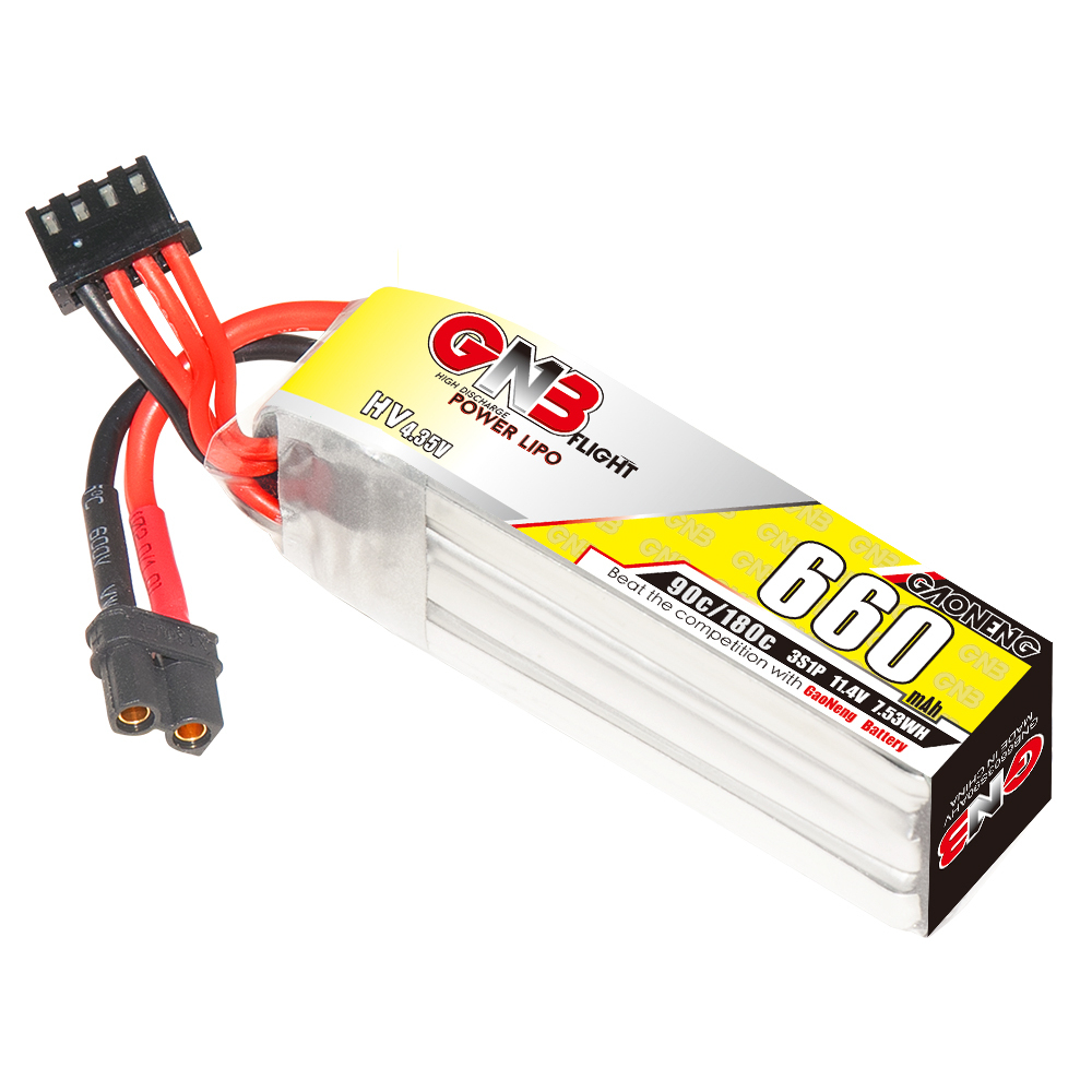 2PCS - GAONENG GNB LiHV 3S 11.4V 660mAh 90C XT30 LiPo Battery
