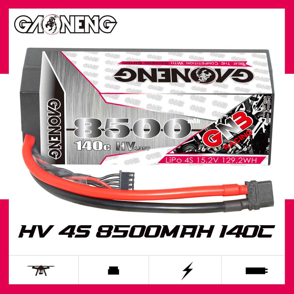 1PC - GAONENG GNB LiHV 4S 15.2V 8500mAh 140C Cabled Hard Case LiPo Battery XT60