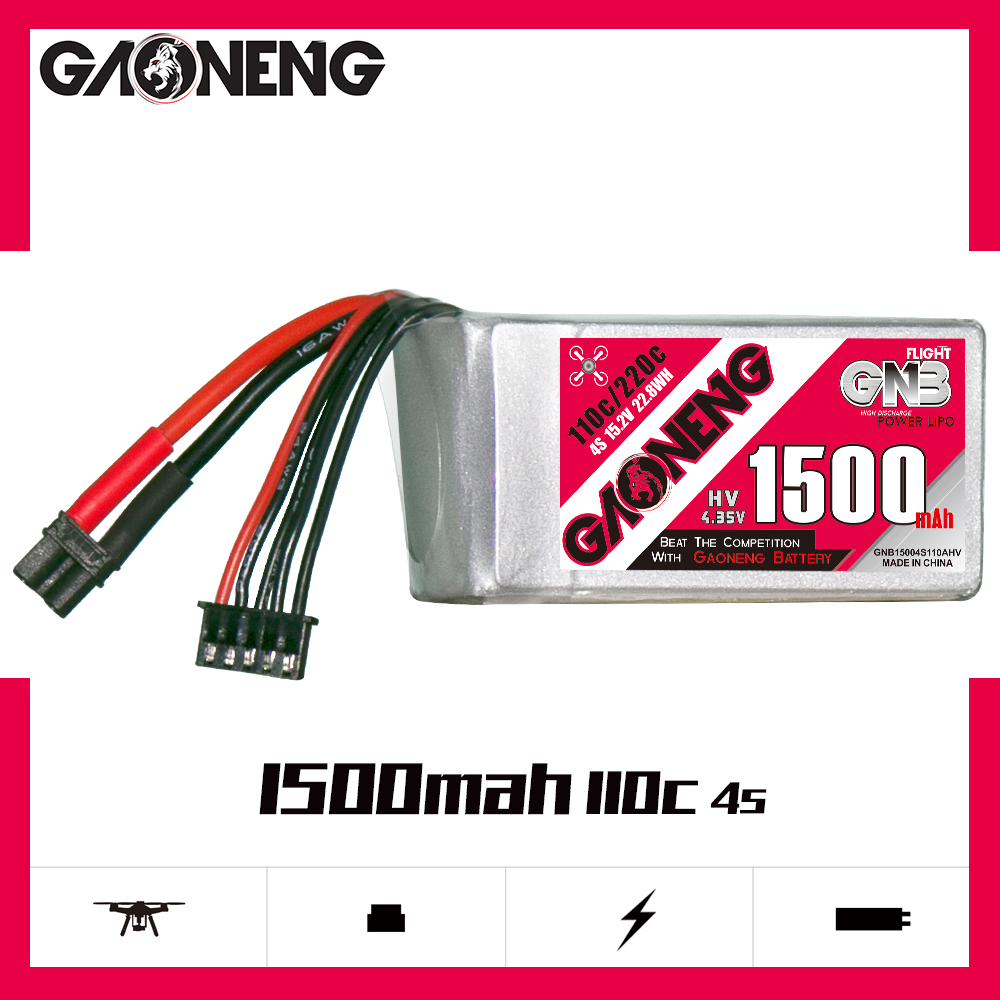 2PCS - GAONENG GNB LiHV 4S 15.2V 1500mAh 110C XT30 LiPo Battery