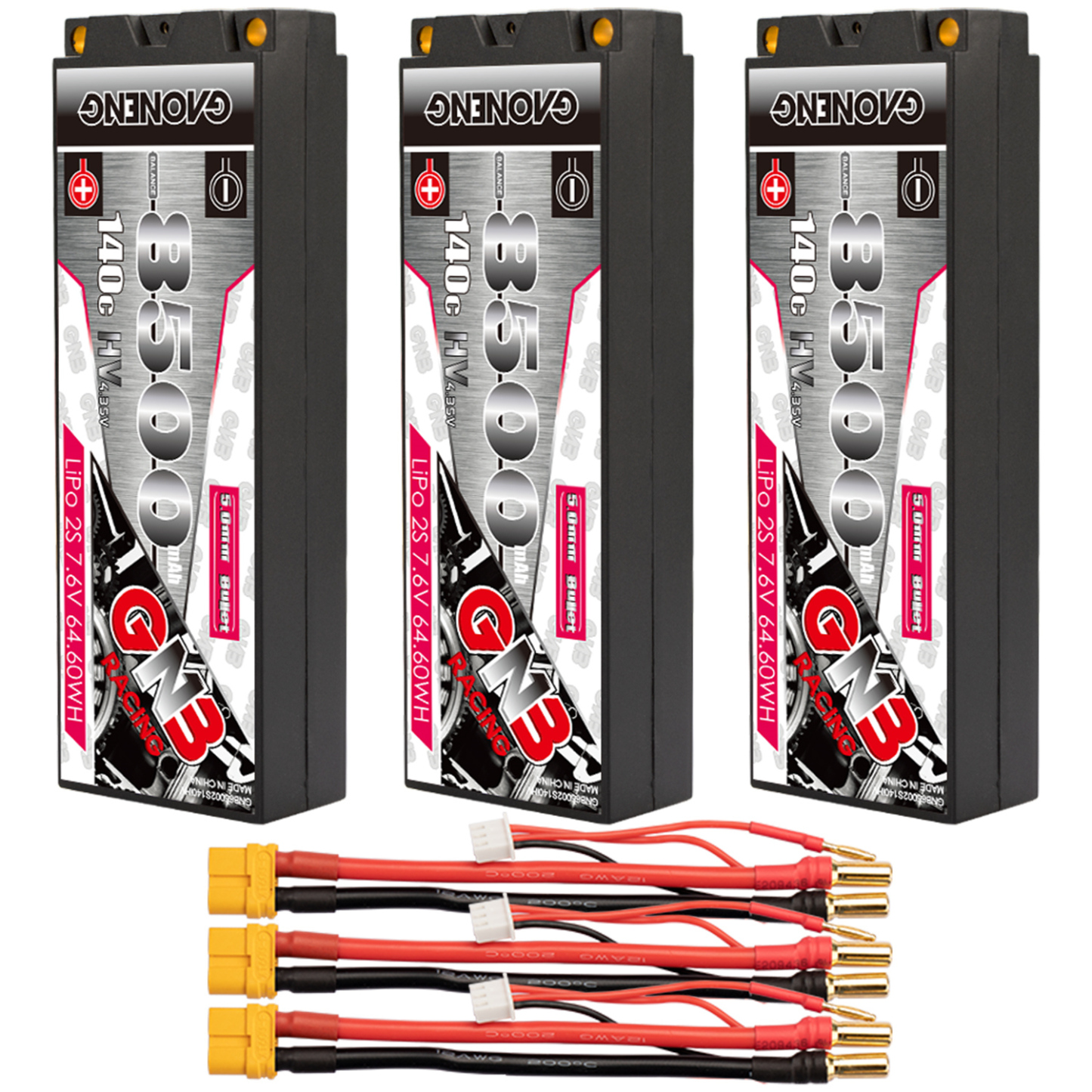 GAONENG GNB LiHV 2S 7.6V 8500mAh 140C 5mm Bullet Hard Case LiPo Battery