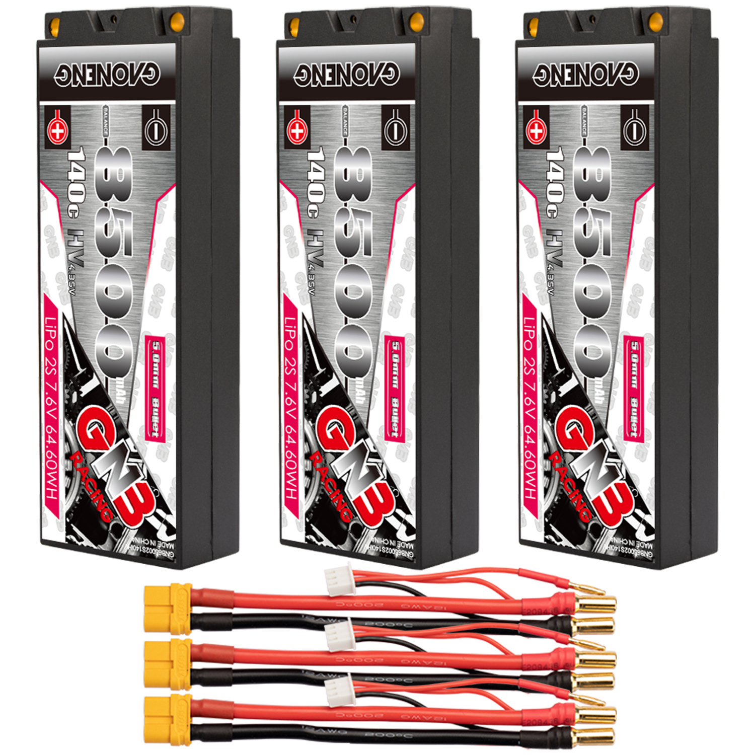 GAONENG GNB LiHV 2S 7.6V 8500mAh 140C 5mm Bullet Hard Case LiPo Battery