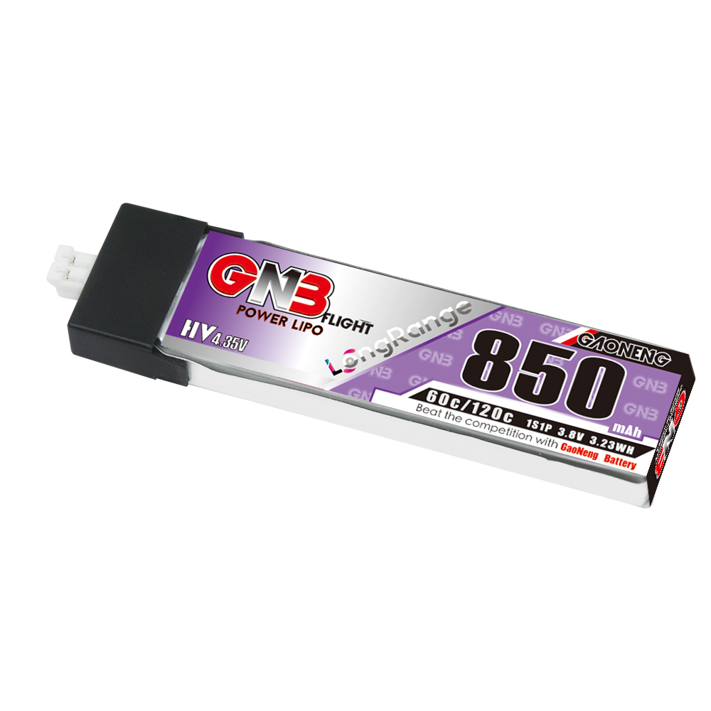 GAONENG GNB LiHV 1S 3.8V 850mAh 60C PH2.0 Plastic Head LiPo Battery Long Range
