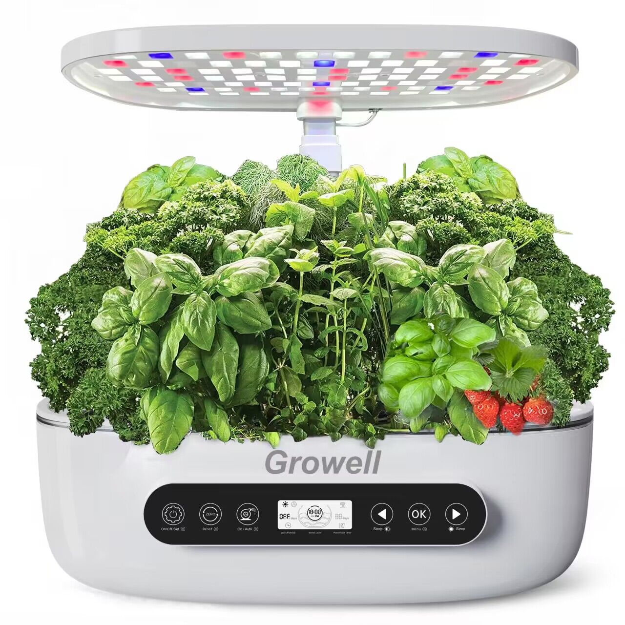 12-Pod Hydroponics Growing System, Indoor Garden with LED Grow Light, Plants Germination Kit, Built-in Fan, Automatic Timer, Adjustable Height for Home, Office
