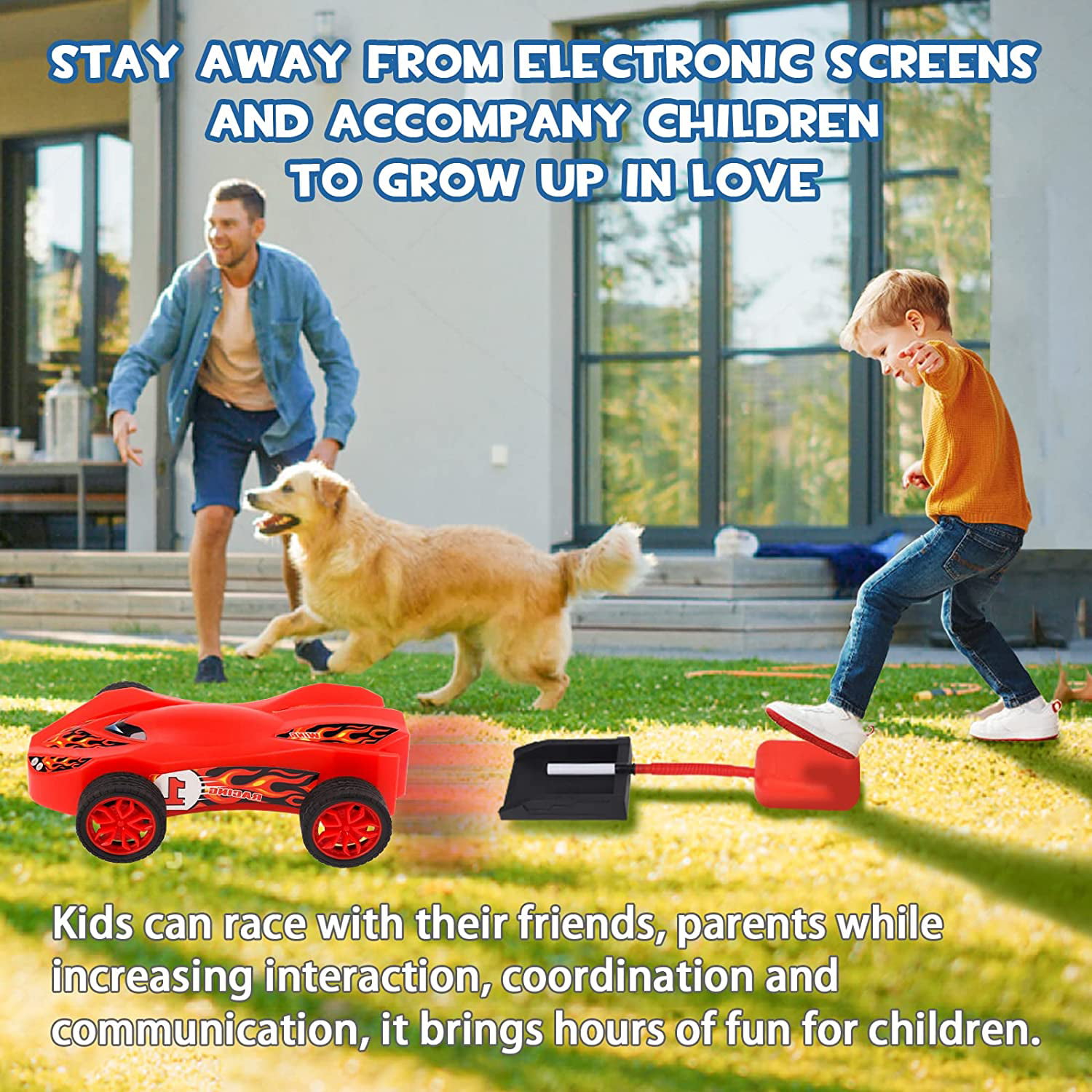 Stomp Dueling Racers,Outdoor Toy,Birthday Gift for Kids,Toys for Boys 8 to 11 Years,Air Powered Outdoor Toy Cars for Boys and Girls,2 Toy Car Launchers and 2 Air Powered Cars with Ramp and Finish Line