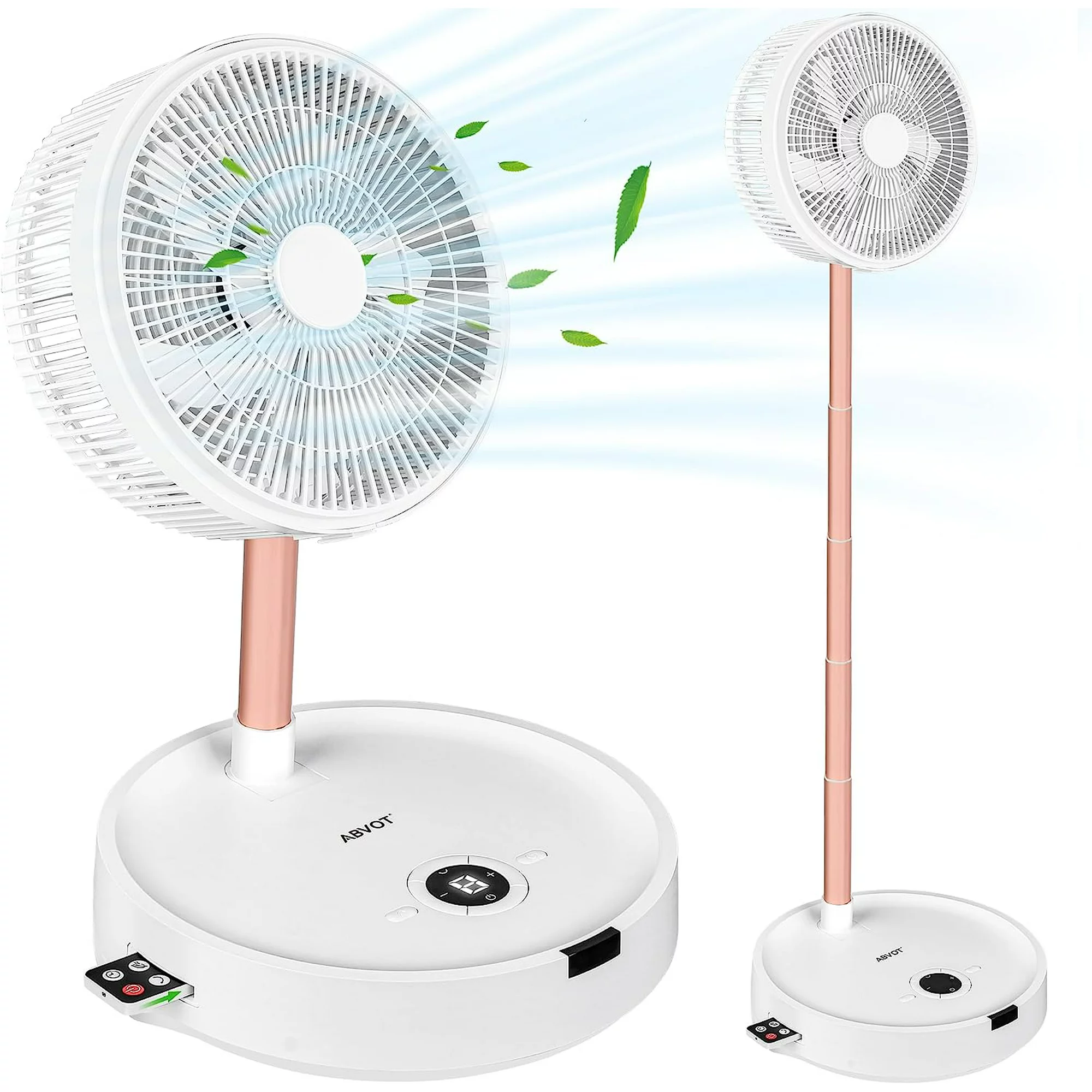 Gazeled 10000mAh Battery Powered Oscillating Fan,12" Rechargeable Foldaway Fan with Timer, 19H Working Time, Height Adjustment, 4 Speeds, Remote Control, Portable Standing Fan for RV, Travel, Camping