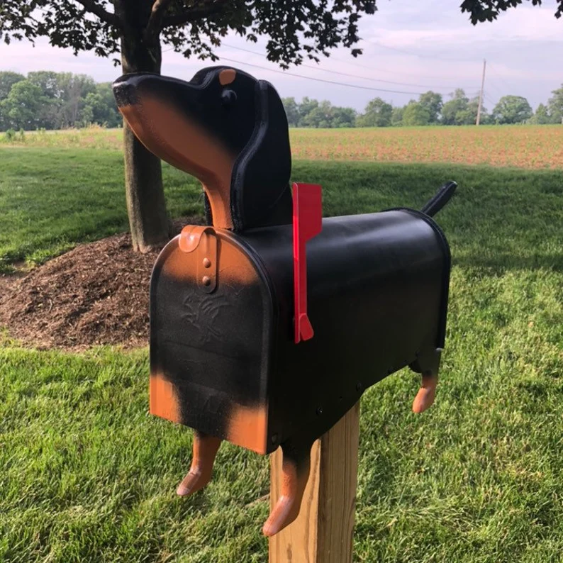 Black and Tan Dachshund Mailbox | Wiener Dog | Unique Dog Mailbox | pp001