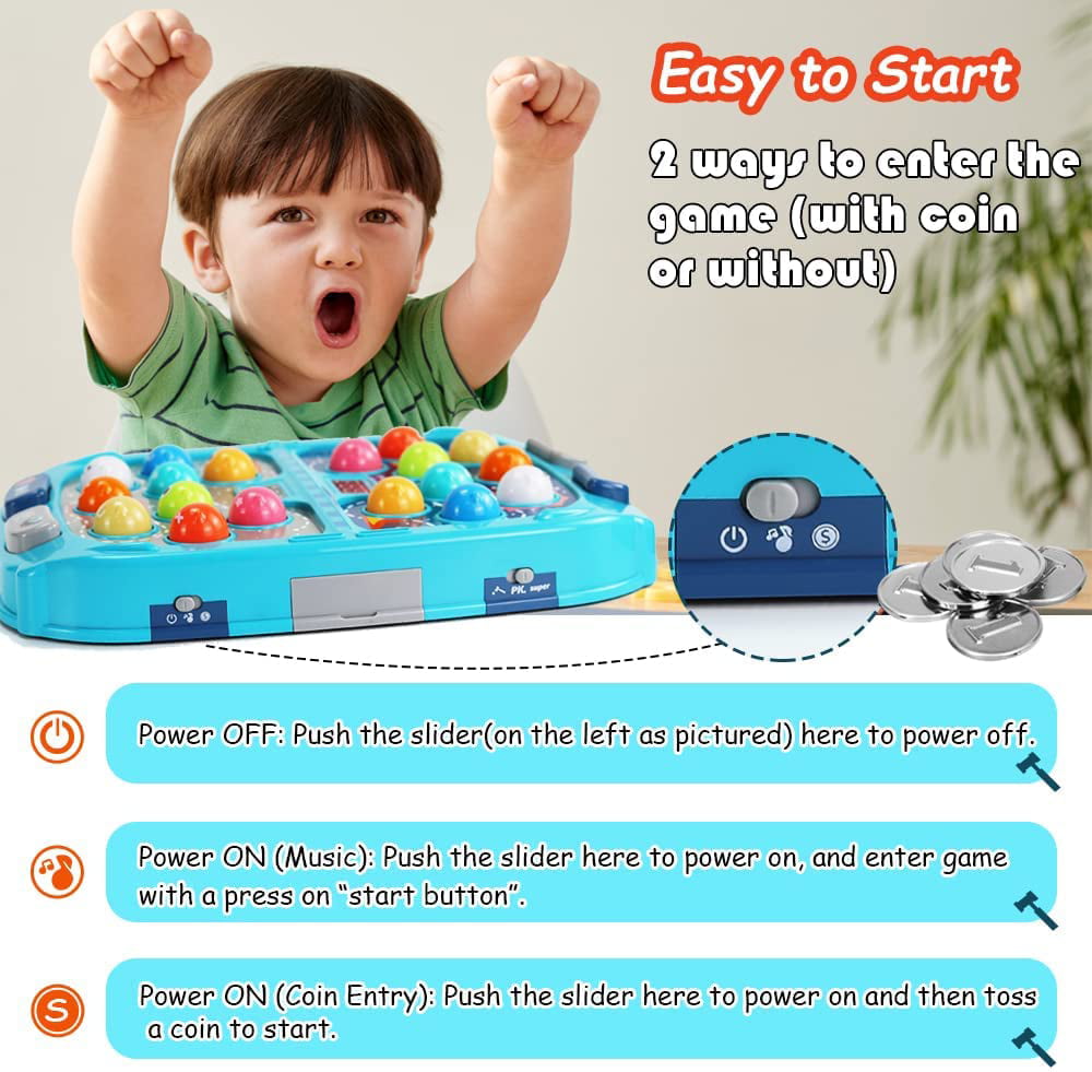 Whack A Mole Game,Toys for 3+ Year Old Boys/Girls,Birthday Gift for Kids Educational Toys,Whack A Mole Game for Toddlers,Pounding Toy for 3 4 5 6 7 8+ Kids,Interactive with Sound and Light