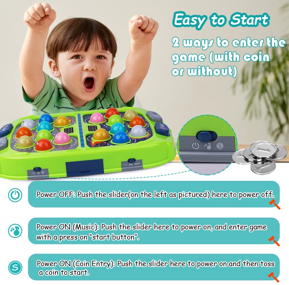 Whack A Mole Game,Toys for 3+ Year Old Boys/Girls as Birthday Gift, Whack A Mole Game for Toddlers, Pounding Toy for 3 4 5 6 7 8+ Kids, Interactive Educational Toys with Sound and Light, PK Mode