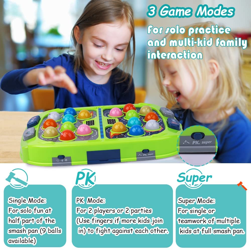 Whack A Mole Game,Toys for 3+ Year Old Boys/Girls as Birthday Gift, Whack A Mole Game for Toddlers, Pounding Toy for 3 4 5 6 7 8+ Kids, Interactive Educational Toys with Sound and Light, PK Mode