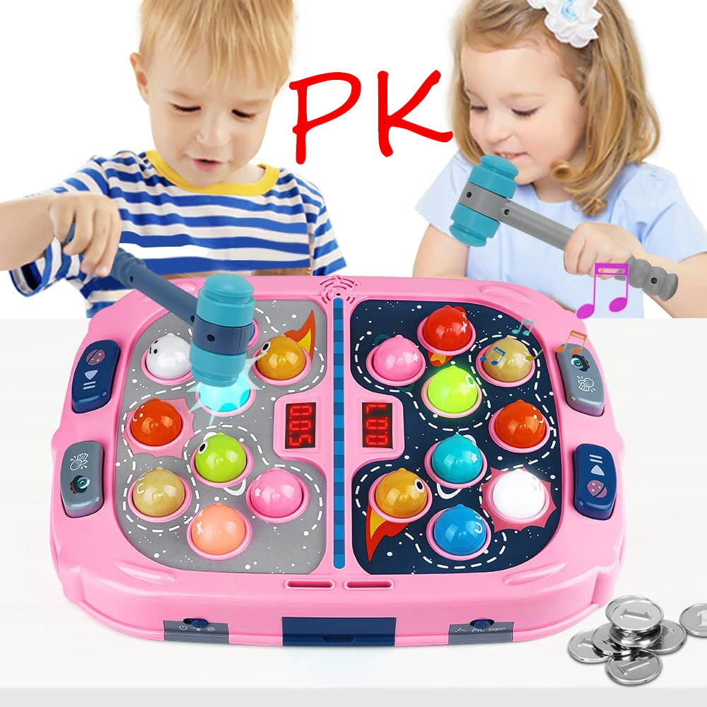 Whack A Mole Game,Toys for 3-12 Year Old Boys and Girls, Whack A Mole Game for Toddlers, Pounding Gifts for 3 4 5 6 7 8+ Kids, Interactive Educational Toys with Sound and Light, PK Mode with 2 Hammers