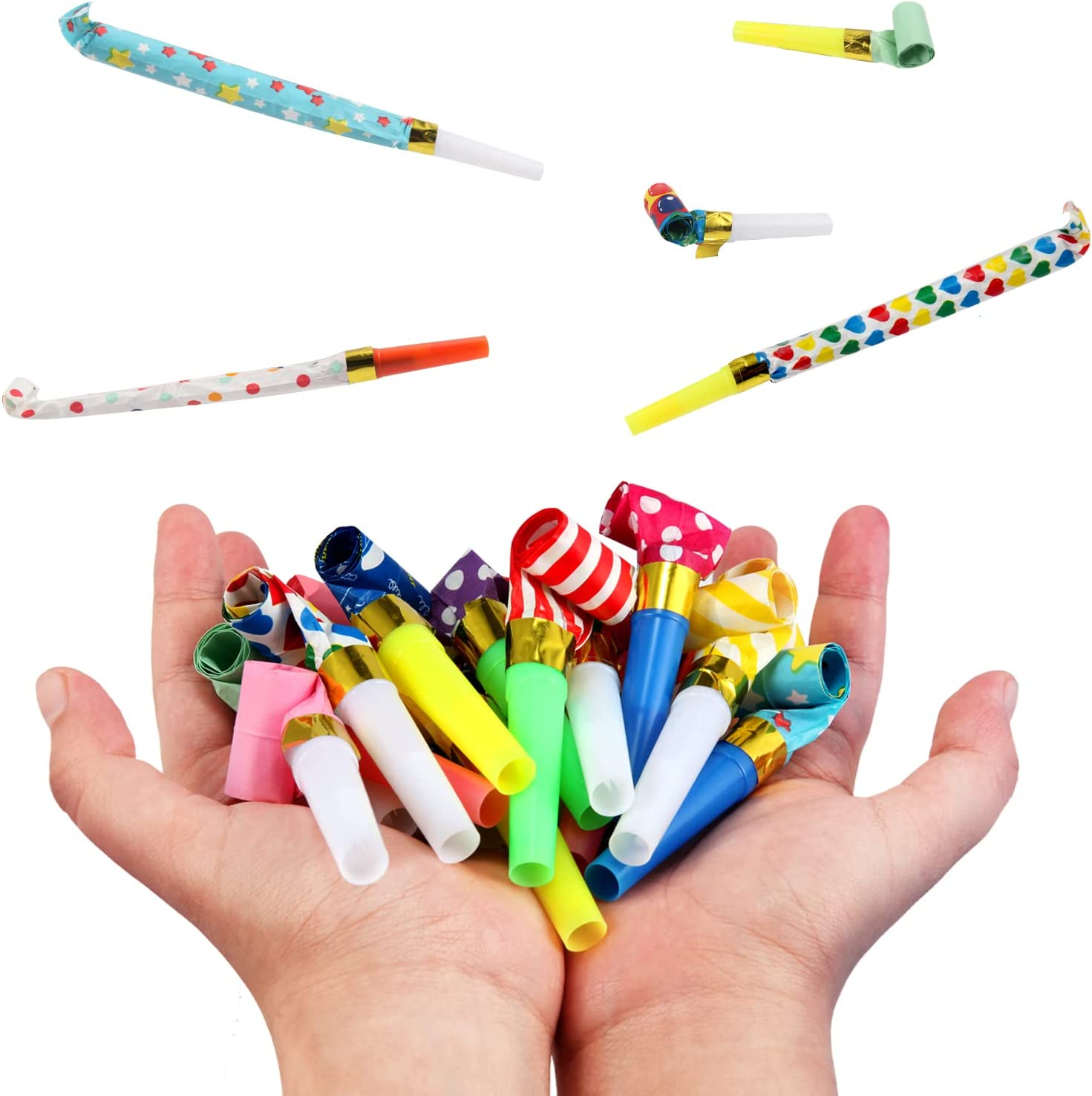 Gumilyo 25 Pieces Party Blower Blowouts Noisemaker Blowouts Birthday Blow Horns Party Horns Whistles
