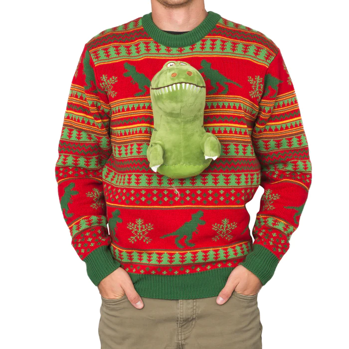 3D T-Rex Plushie Ugly Christmas Sweater🎉