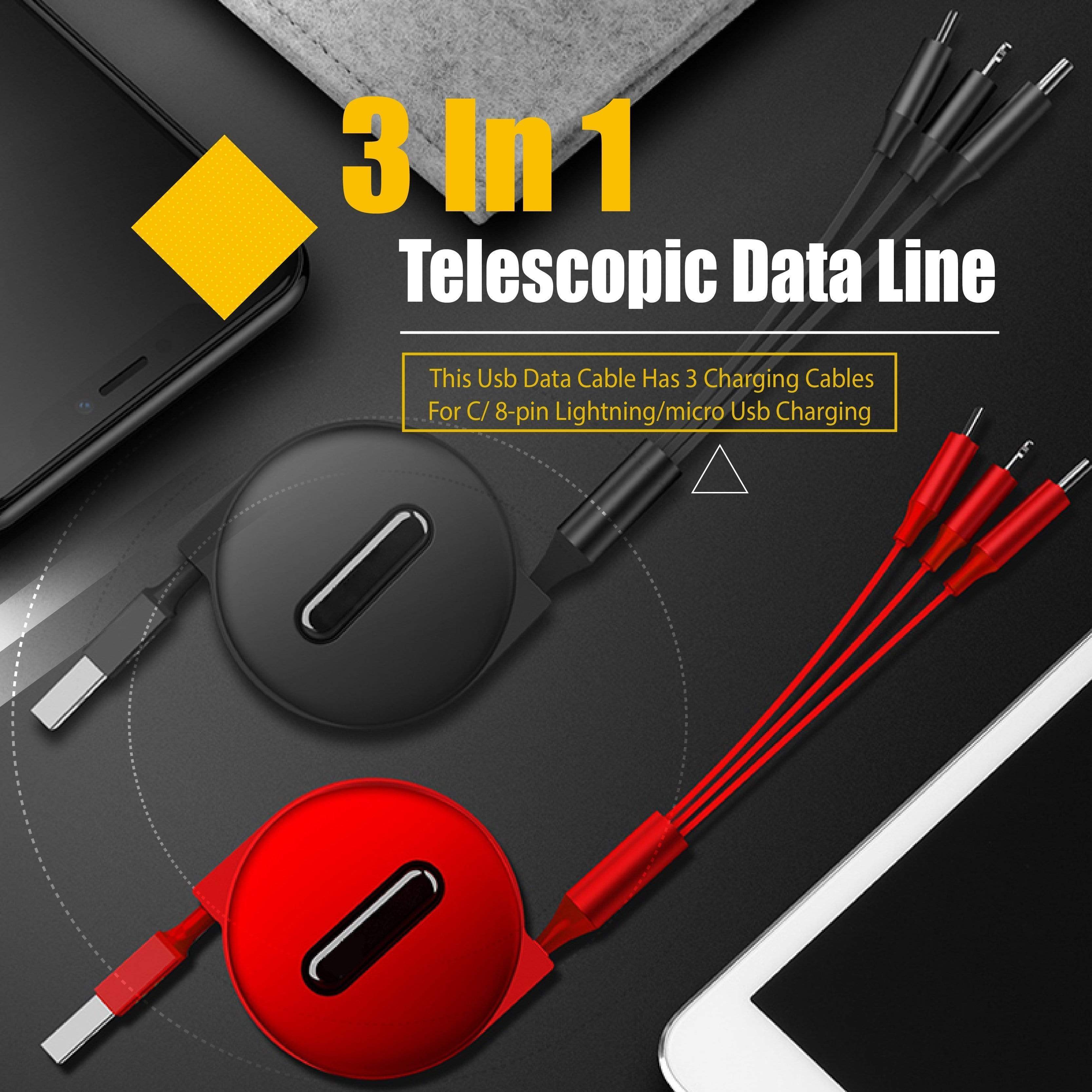 3 In 1 Telescopic Data Line
