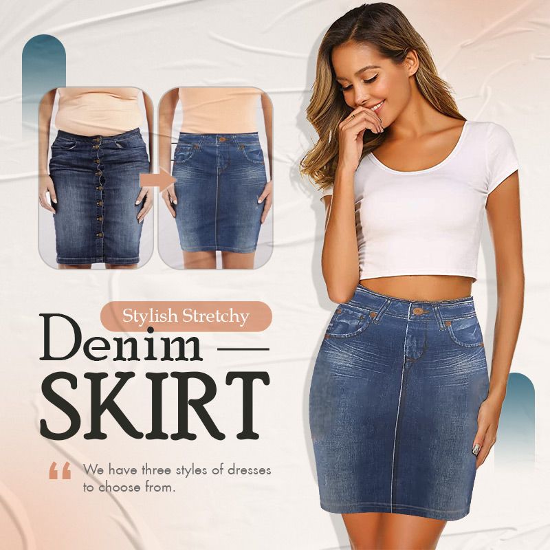 Stylish Stretchy Denim Skirt