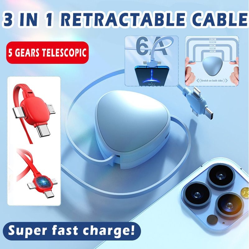 120W 3-In-1 Charging Telescopic Cable Roll