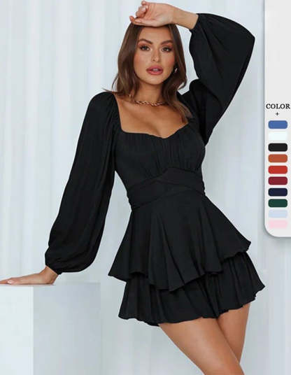 Solid Color Ruffle Romper