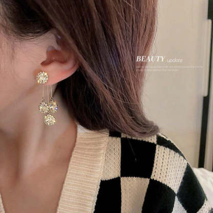 2023 Zircon Round Petal Earrings