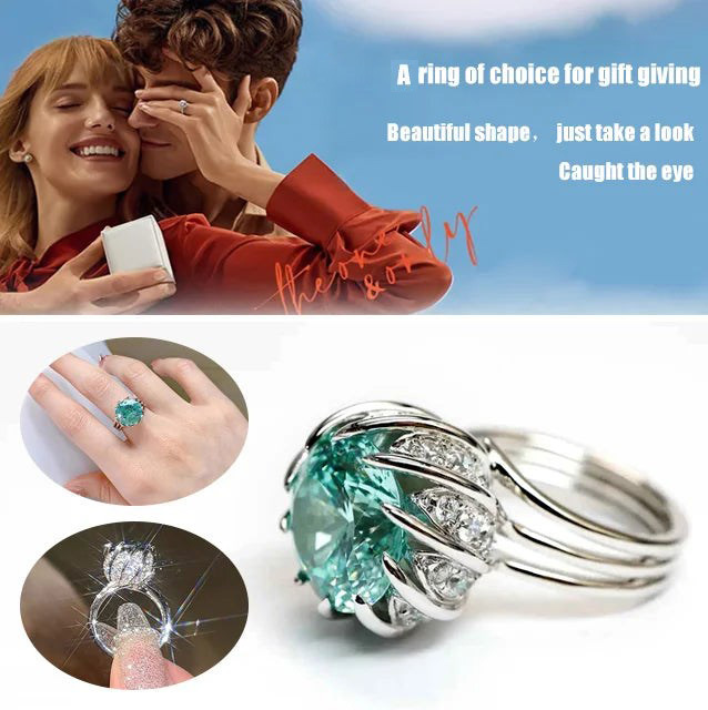 6 Carat Paraiba Blue-green Lotus Zircon Ring