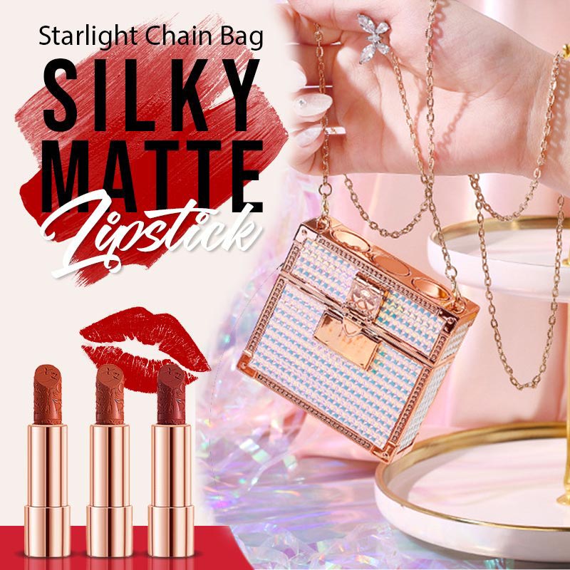 3pcs Silky Matte Lipstick in One Starlight Chain Bag