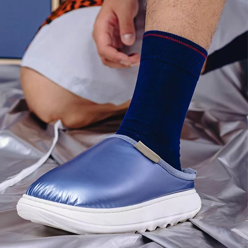 New Style Down Fabric Thick-Soled Warm Slippers