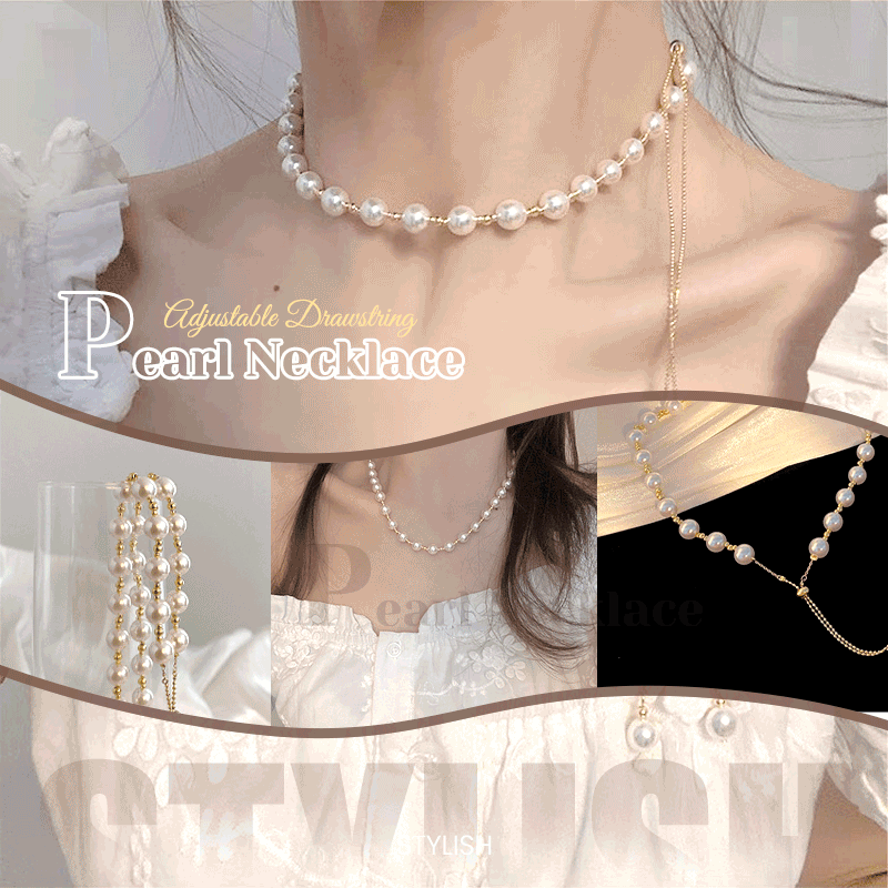Drawstring Necklace Stylish Drawstring Adjustable Pearl Necklace