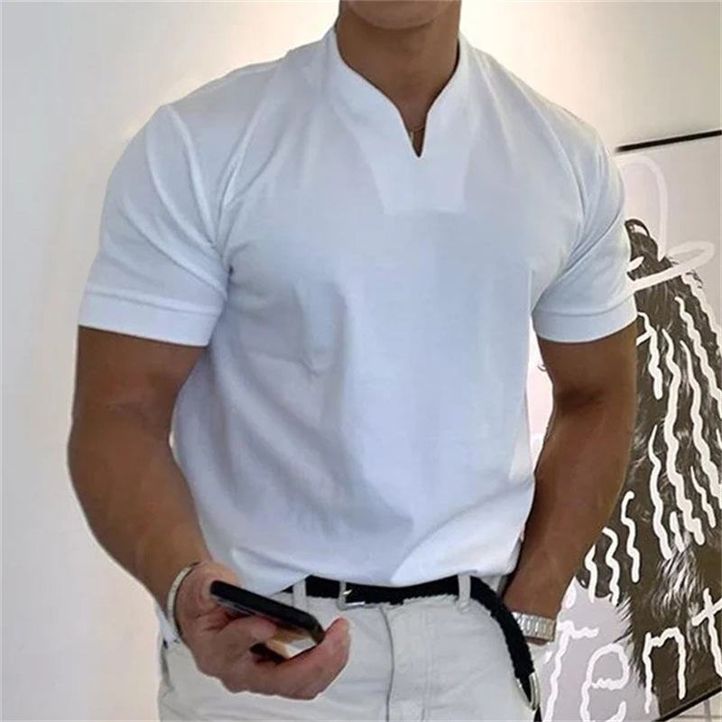 2023 Men Gentlemans Business Short Sleeve Fitness T-shirt