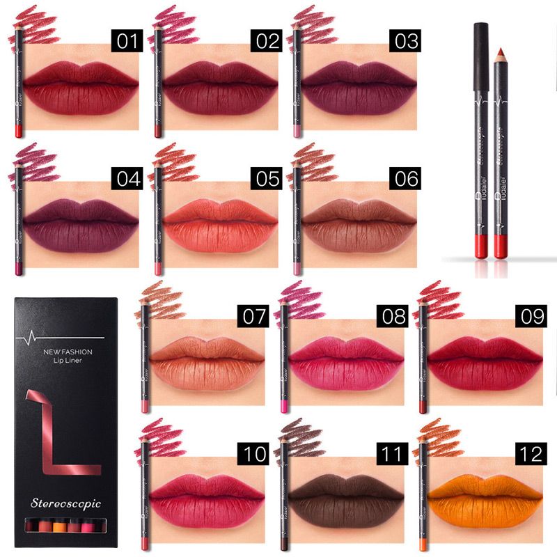 12 Colors Lip Liner Pencil Waterproof NonMarking