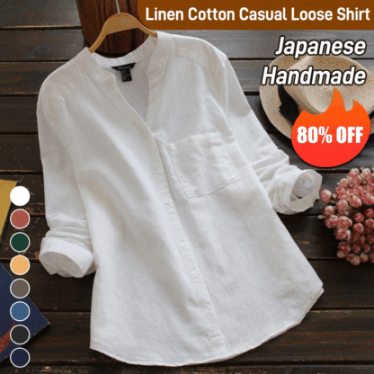 Japanese Style Handmade Linen Cotton Casual Loose Shirt（Buy 2 Automati