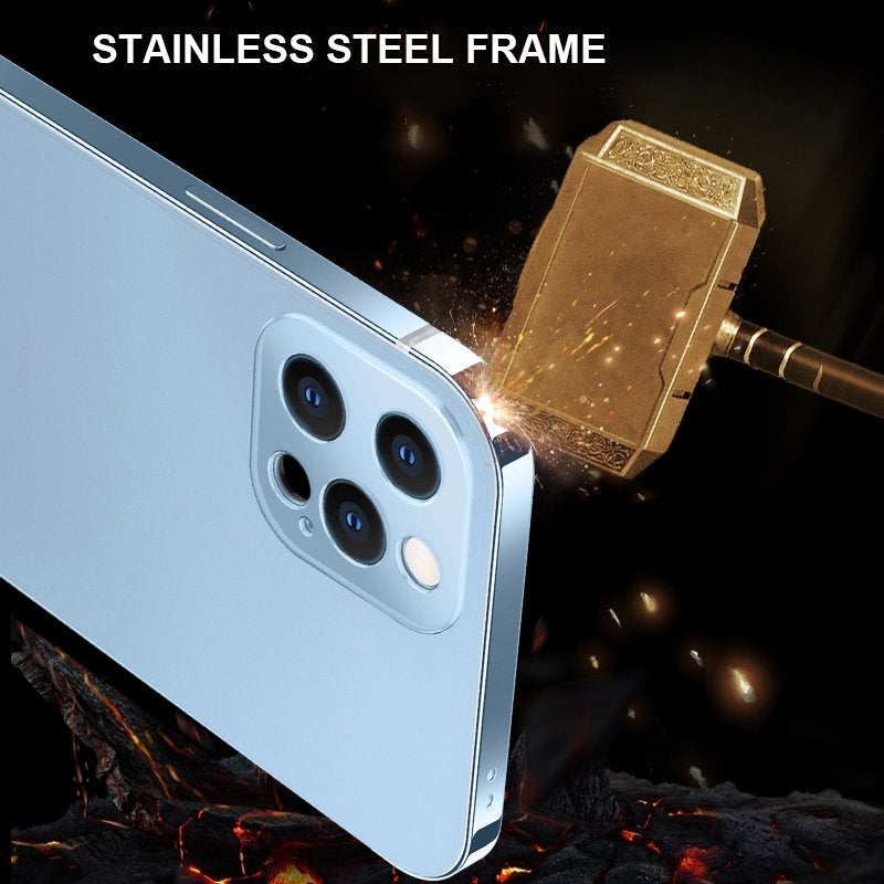 Stainless Steel Frame Matte Case Cover For iPhone