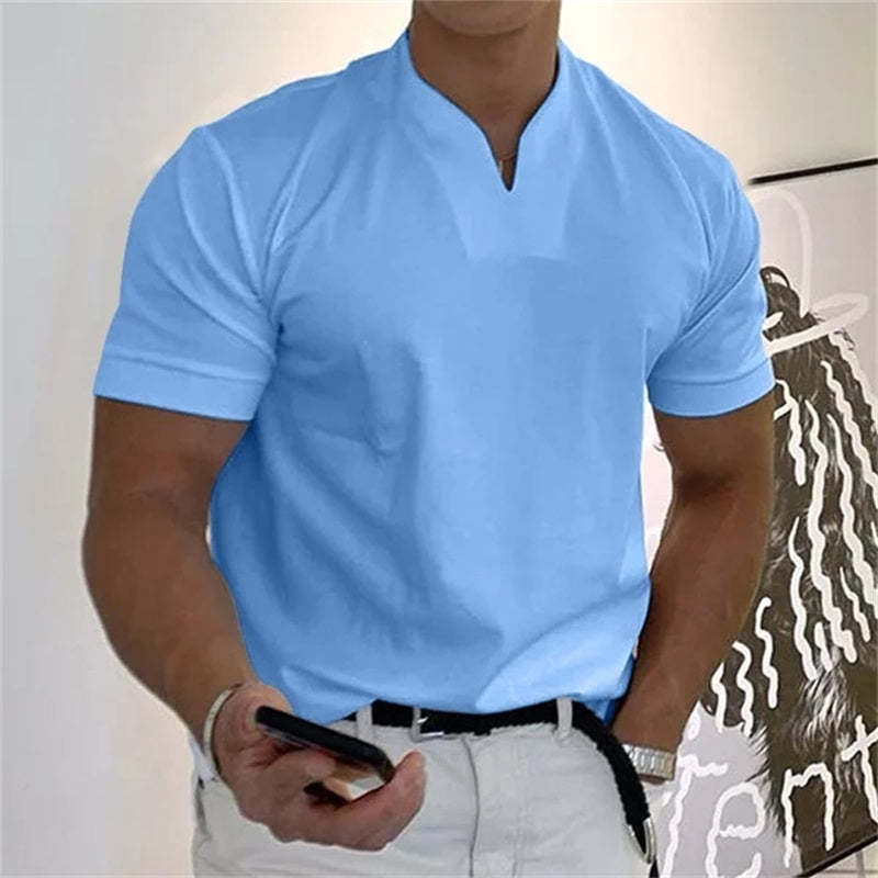 2023 Men Gentlemans Business Short Sleeve Fitness T-shirt