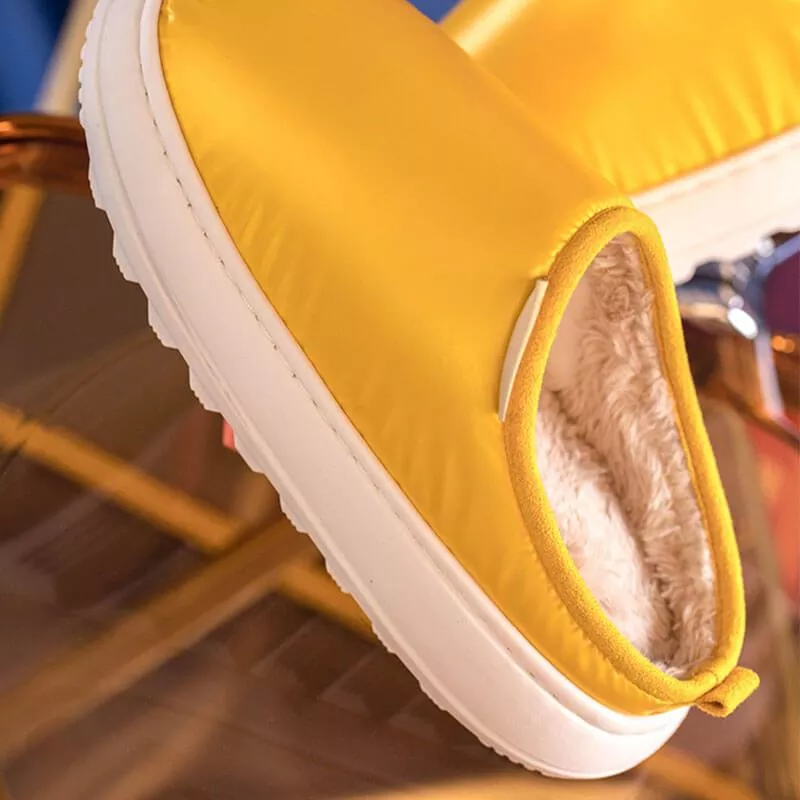 New Style Down Fabric Thick-Soled Warm Slippers