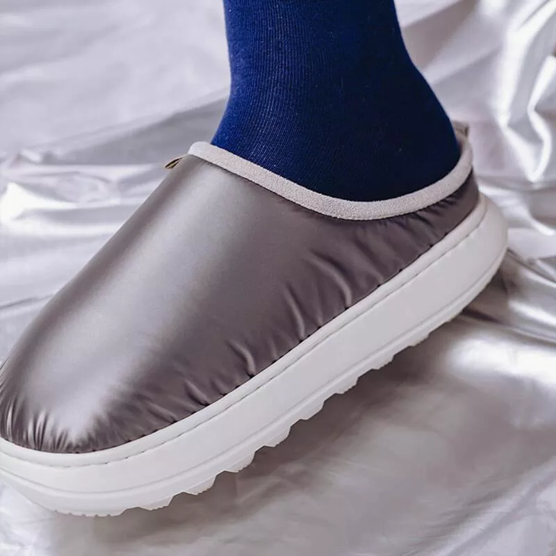 New Style Down Fabric Thick-Soled Warm Slippers