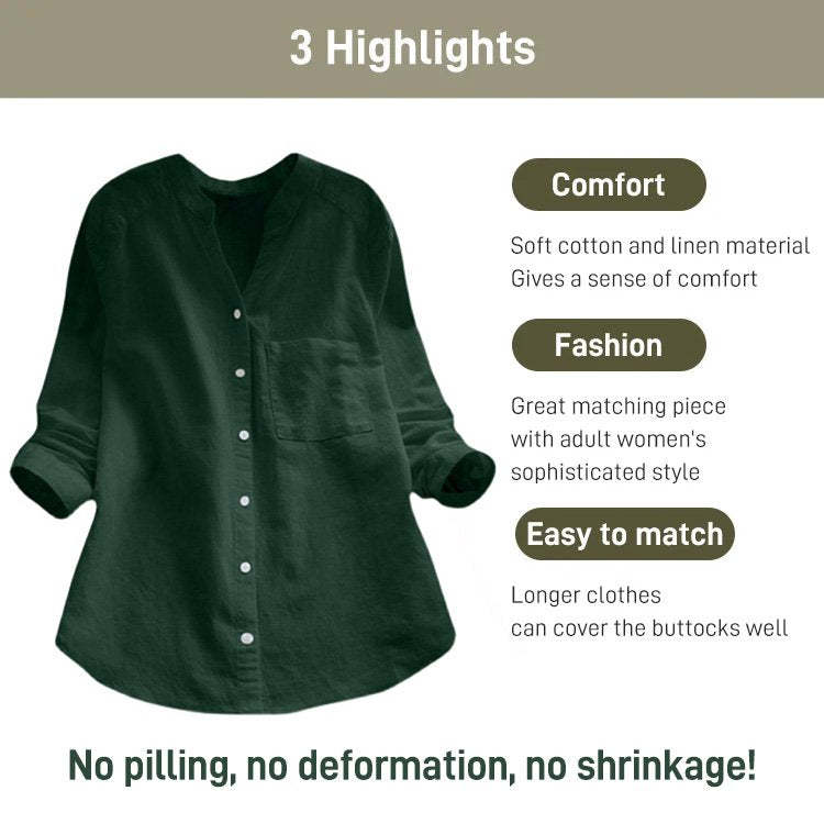 Japanese Style Handmade Linen Cotton Casual Loose Shirt（Buy 2 Automati