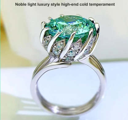 6 Carat Paraiba Blue-green Lotus Diamond Ring