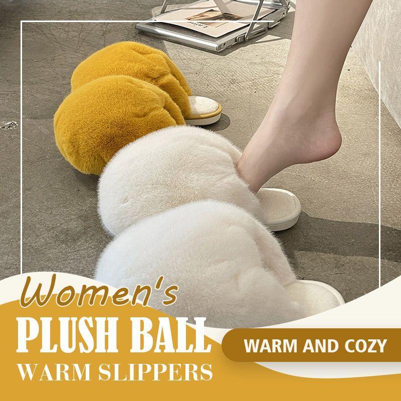 Women\'s Plush Ball Warm Slippers 