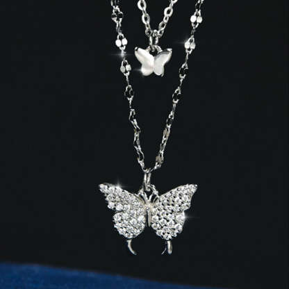 Delicate Shining Zirconia Butterfly Necklace