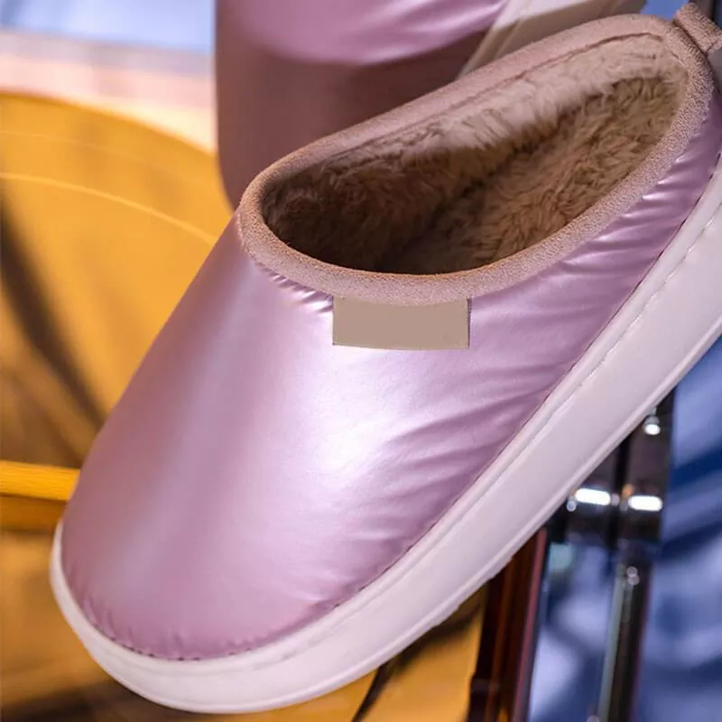New Style Down Fabric Thick-Soled Warm Slippers