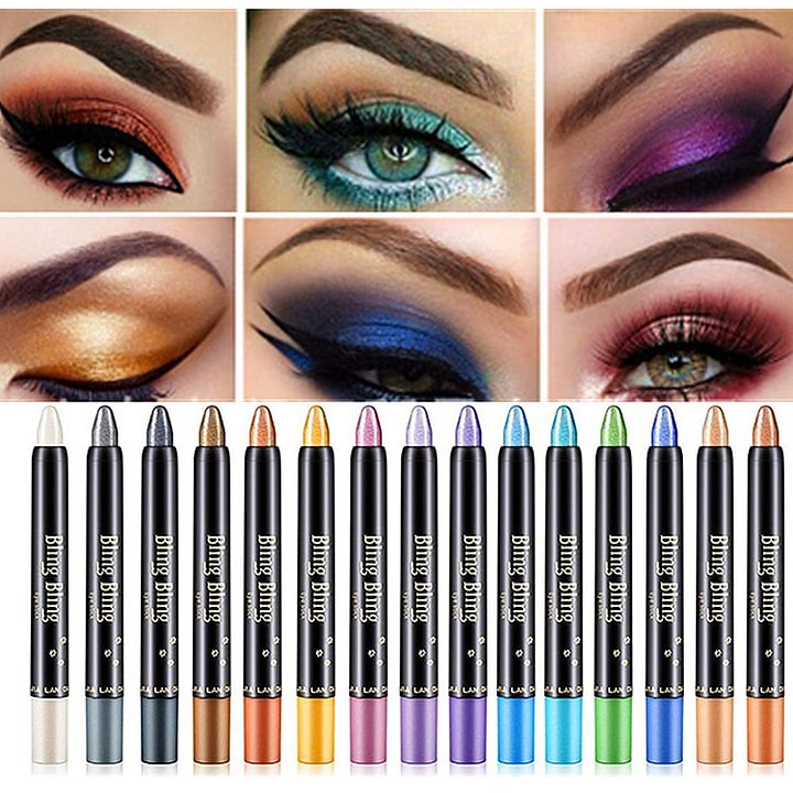 Crayon 15 couleurs pour ombres à paupières Ombres à paupières pailletées imperméables Stylo Eyeliner