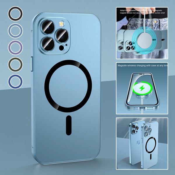 Magnetic Charging Aluminium Metal Bumper Matte Case Cover for iPhone