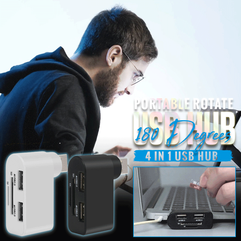Portable 180 Degrees Rotate USB Hub