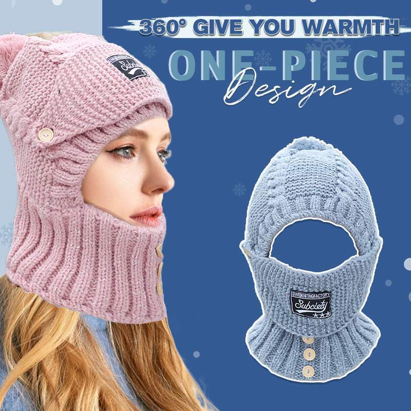 Winter Windproof Warm Scarf One-piece Hat
