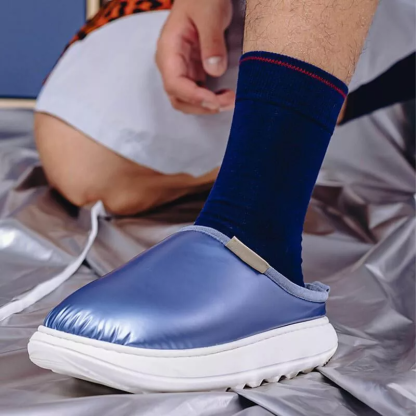 New Style Down Fabric Thick-Soled Warm Slippers