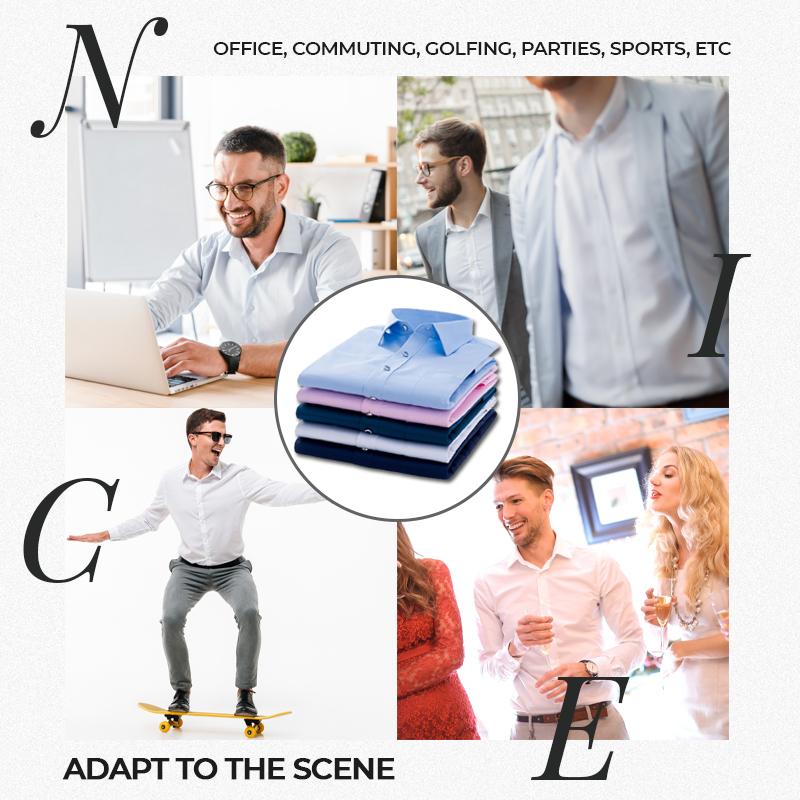 (Halloween Christmas Hot Sale) Men\'s Wardrobe essentials ✨Stretch Non-iron Anti-wrinkle Shirt