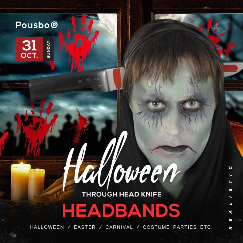Pousbo® Halloween Through Head Knife Headbands